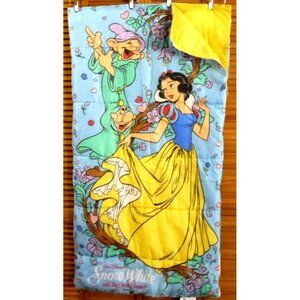 Vintage DISNEY Snow White & the Seven Dwarfs sleeping bag blanket 28x54" zipped